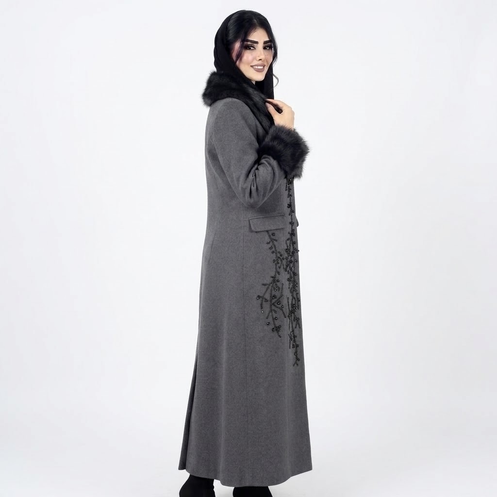 فوتر تمام سنگ دوزی یقه خز